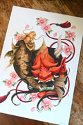 A3 Hannya and koi print