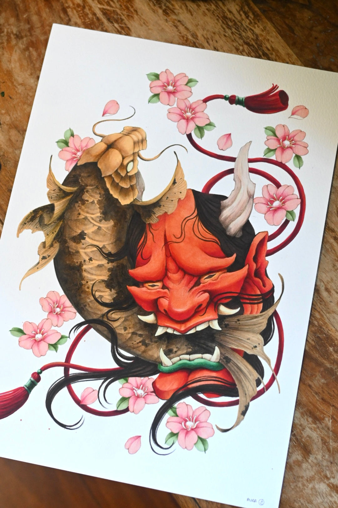 A3 Hannya and koi print