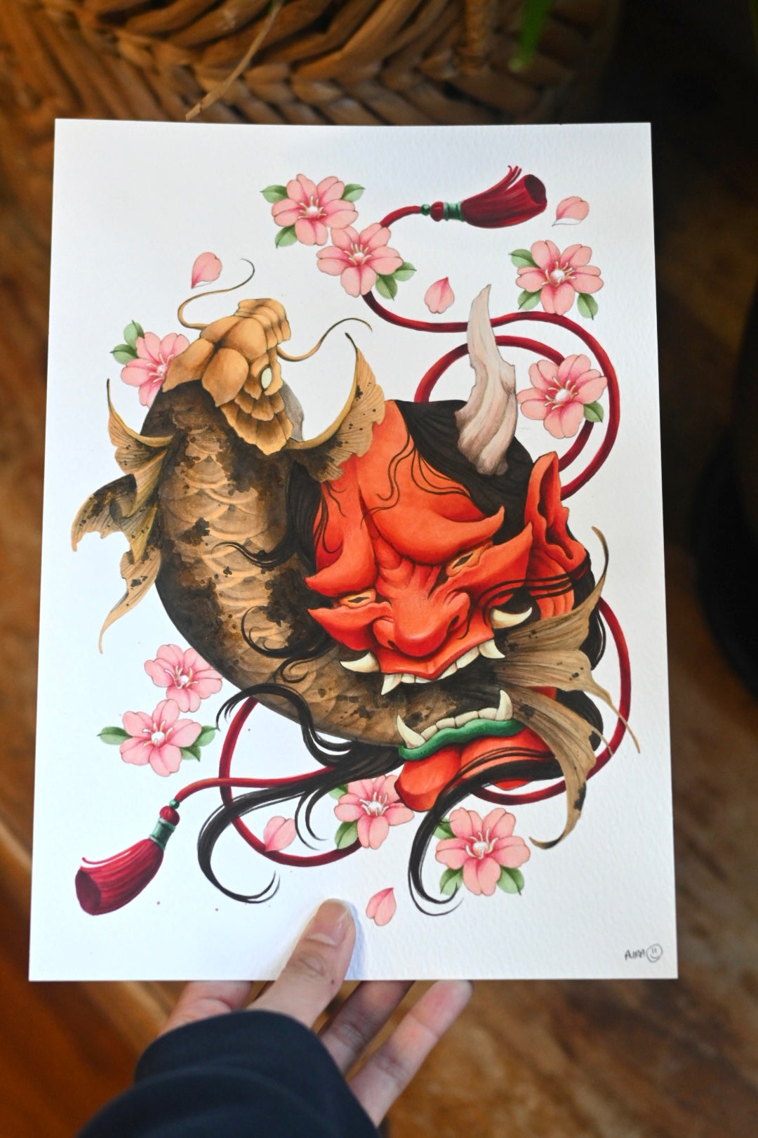 A4 Hannya & koi print